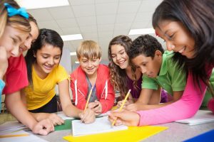 students work together in the classroom