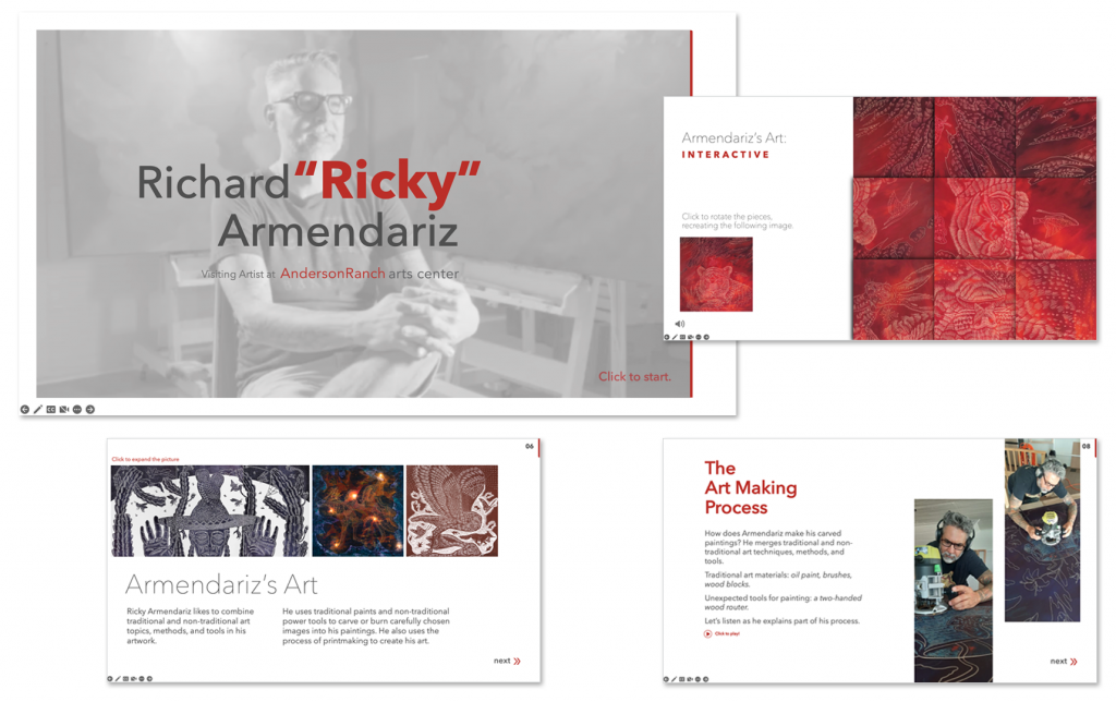 A collage of Ricky Armendariz's work